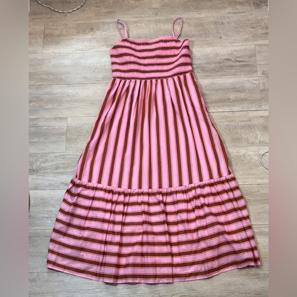 NWT Kate Spade Calais Stripe Smocked Midi Dress Size Medium - Picture 3 of 9